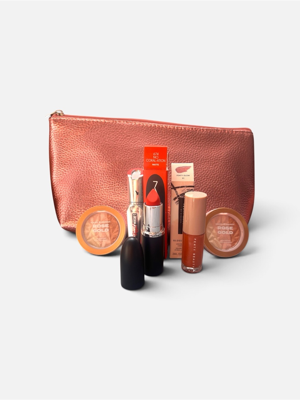 MAC Fenty Benefit Hard Candy Makeup Bundle + Rose Gold Cosmetic Bag